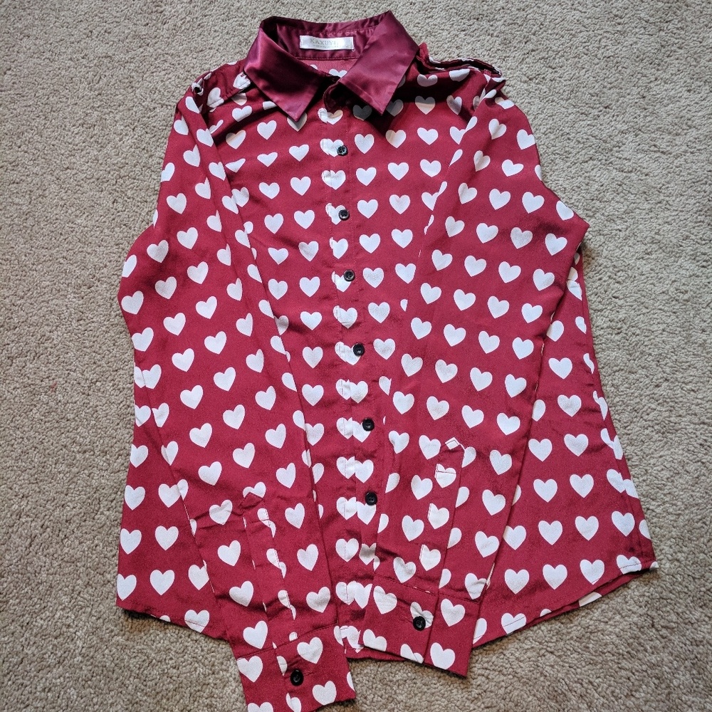Heart print blouse